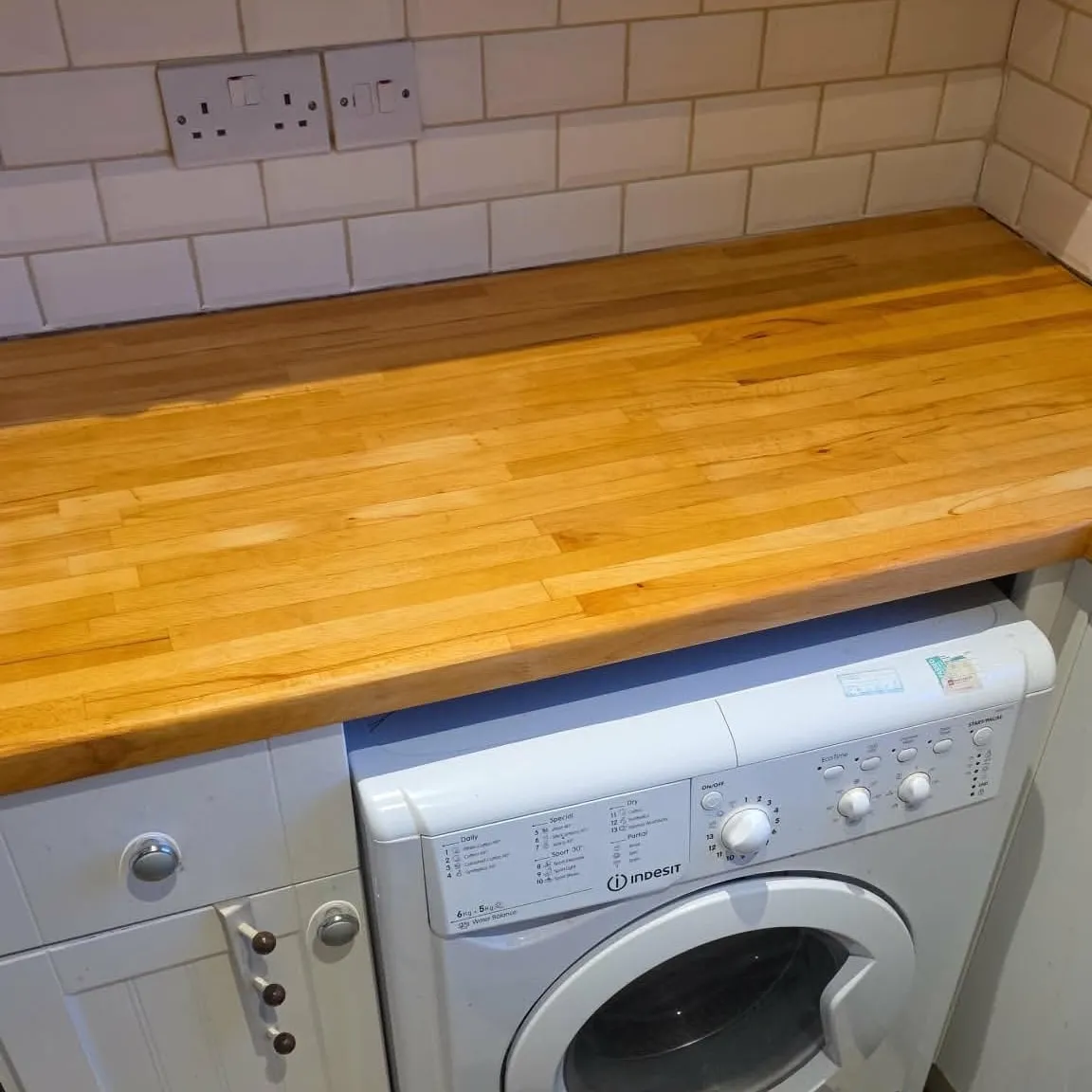 The same wooden worktop sanded and refinished